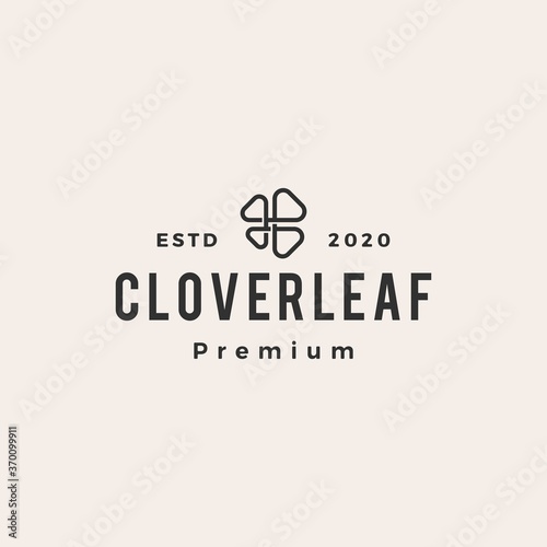 clover leaf hipster vintage logo vector icon illustration