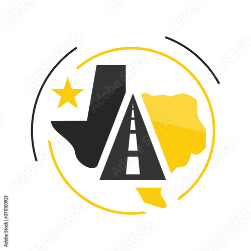 combination of road icon and texas map logo vector element illustration