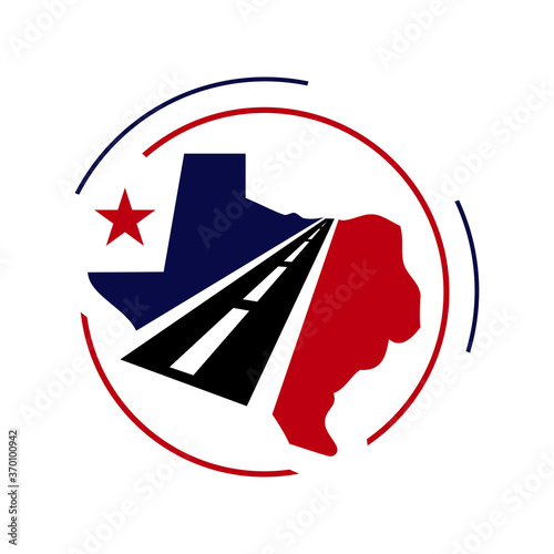 combination of road icon and texas map logo vector element illustration
