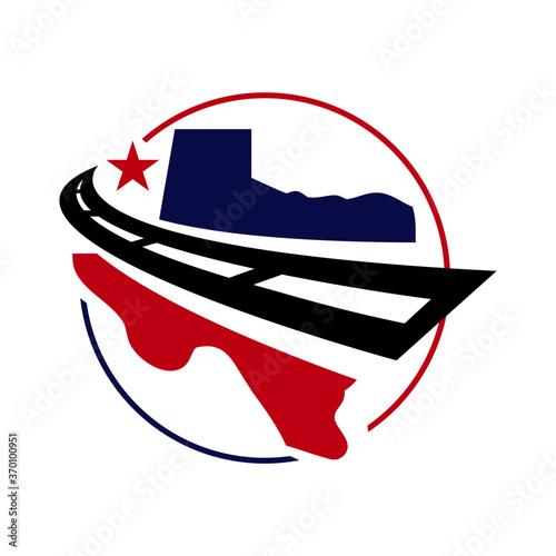 combination of road icon and texas map logo vector element illustration