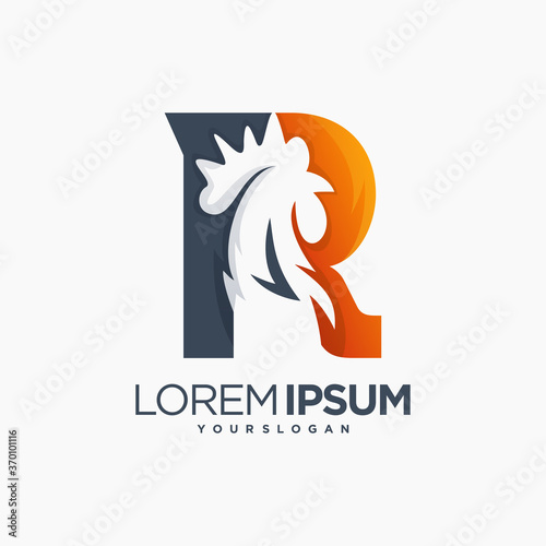 rooster r logo icon animal fauna