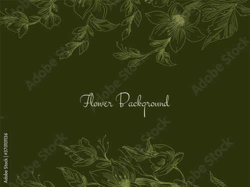 Abstract green hand drwan flower background