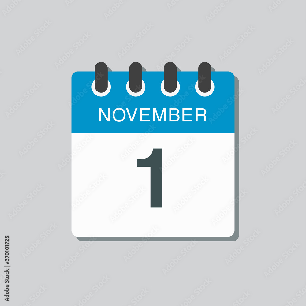 Calendar icon day 1 November, template icon day Calendar icon day 1 November, template icon day