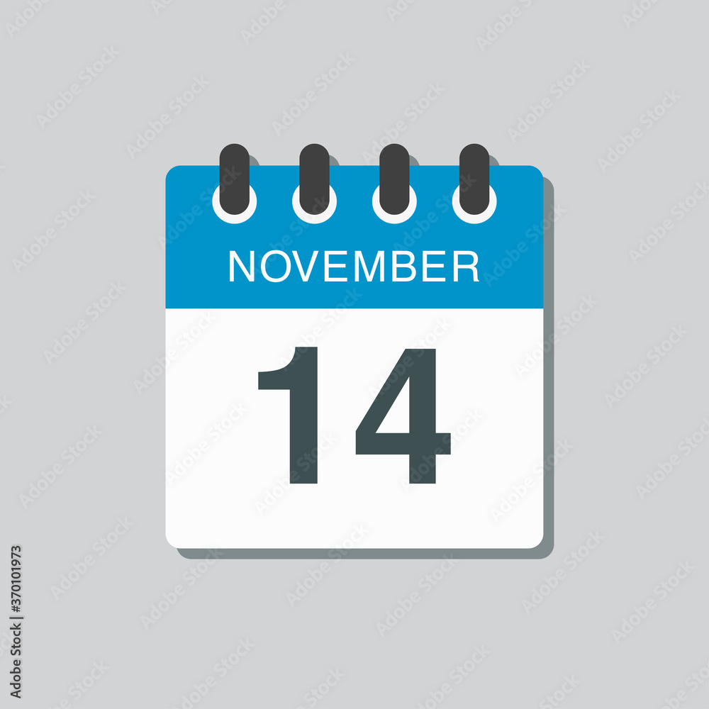 Calendar icon day 14 November, template icon day Calendar icon day 14 November, template icon day