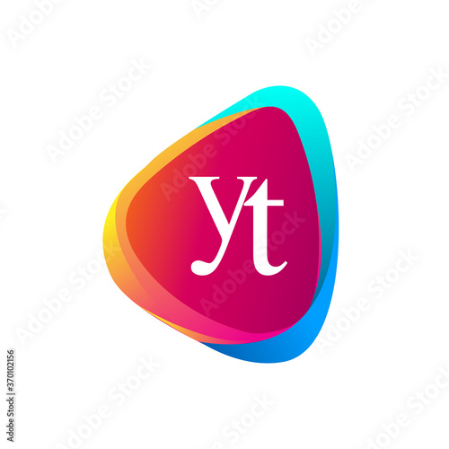 Letter YT logo in triangle shape and colorful background, letter combination logo design for company identity.