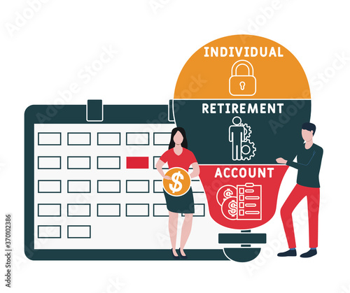 Flat design with people. IRA - Individual Retirement Account . business concept background. Vector illustration for website banner, marketing materials, business presentation, online advertising.