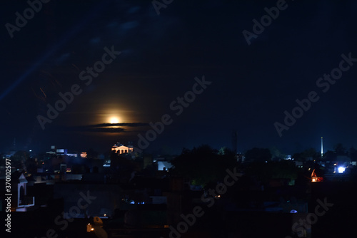 beautiful full moon in the city in India 