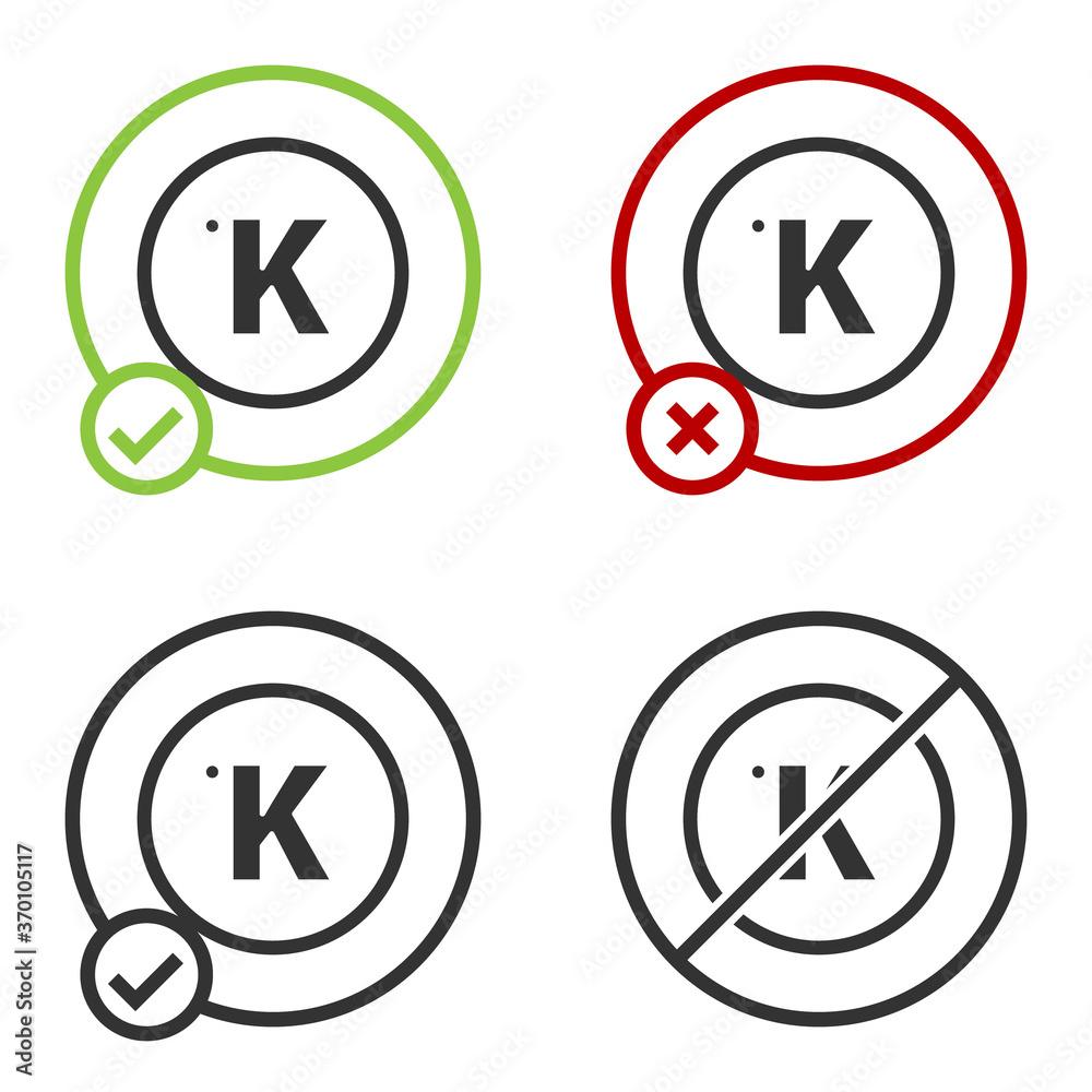 Black Kelvin icon isolated on white background. Circle button. Vector. Black Kelvin icon isolated on white background. Circle button. Vector.