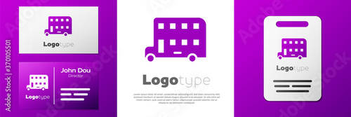 Logotype Double decker bus icon isolated on white background. London classic passenger bus. Public transportation symbol. Logo design template element. Vector.