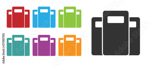 Black Police assault shield icon isolated on white background. Set icons colorful. Vector.