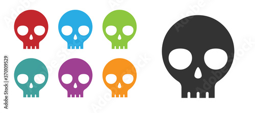 Black Human skull icon isolated on white background. Set icons colorful. Vector.