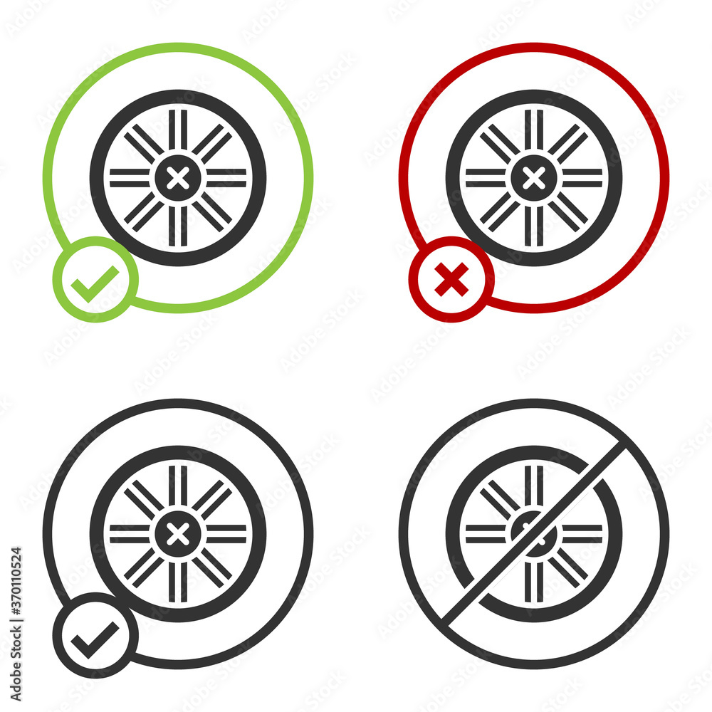 Black Old wooden wheel icon isolated on white background. Circle button. Vector.