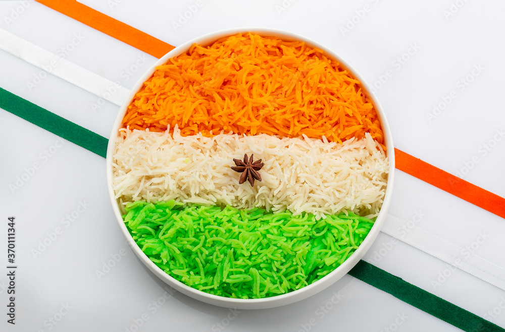 Indian Tricolour or Tiranga Rice for indian Republic and Independence