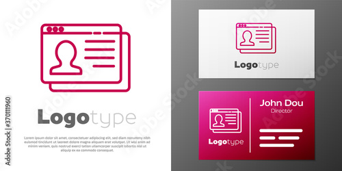 Logotype line Resume icon isolated on white background. CV application. Searching professional staff. Analyzing personnel resume. Logo design template element. Vector.