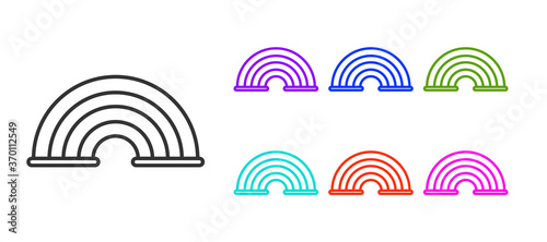 Black line Rainbow icon isolated on white background. Set icons colorful. Vector.
