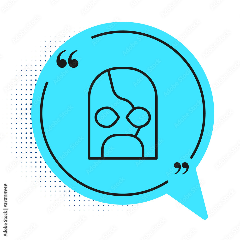 Black line Mexican wrestler icon isolated on white background. Blue speech bubble symbol. Vector. Black line Mexican wrestler icon isolated on white background. Blue speech bubble symbol. Vector.