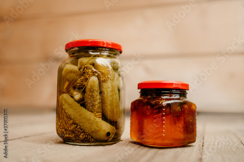 Obraz na plátně organic homemade pickles in a jar
