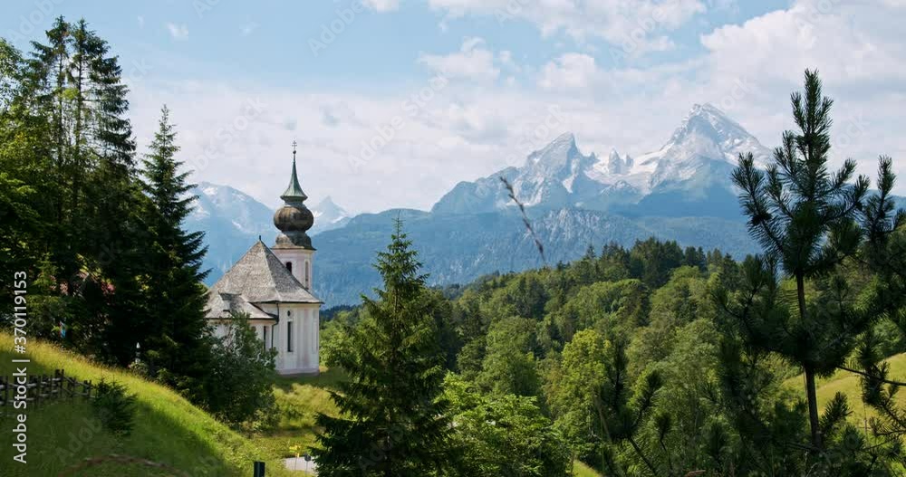 Pilgrimage church Maria Gern, Mount Watzmann in background, Berchtesgaden, Bavaria, Germany, Europe Pilgrimage church Maria Gern, Mount Watzmann in background, Berchtesgaden, Bavaria, Germany, Europe