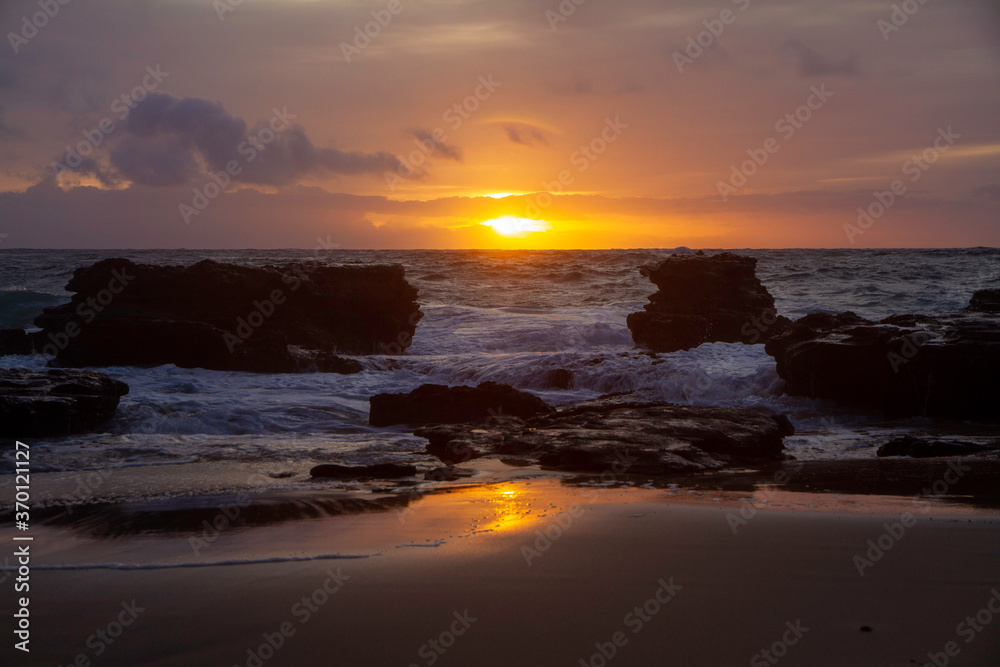 sunset on the beach in Hawaii 