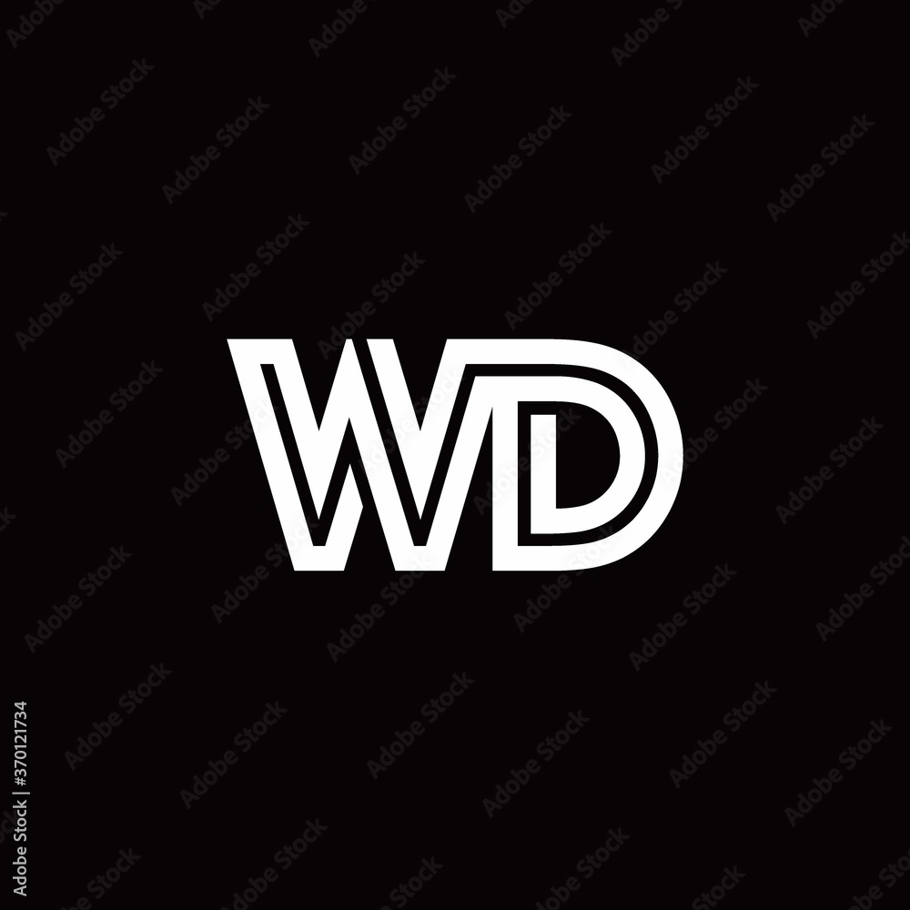 WD monogram logo with abstract line