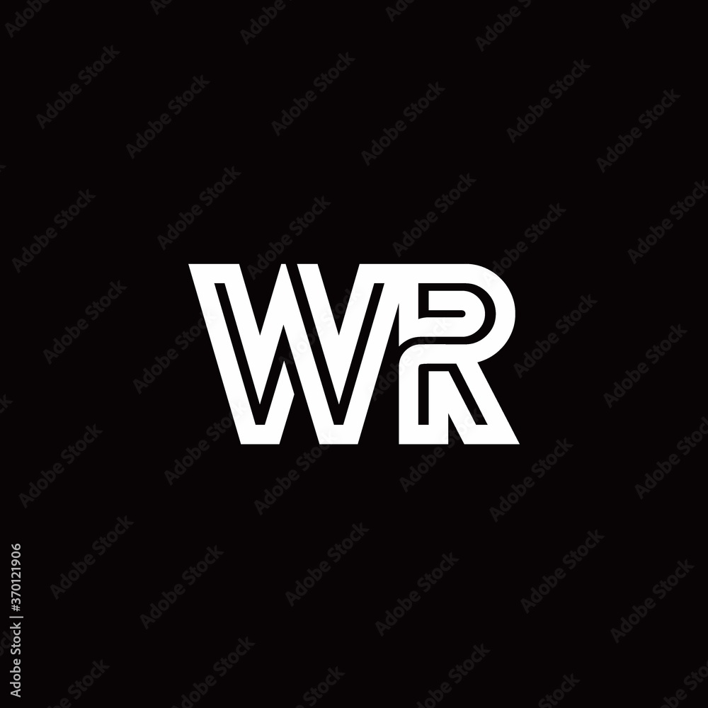 WR monogram logo with abstract line WR monogram logo with abstract line