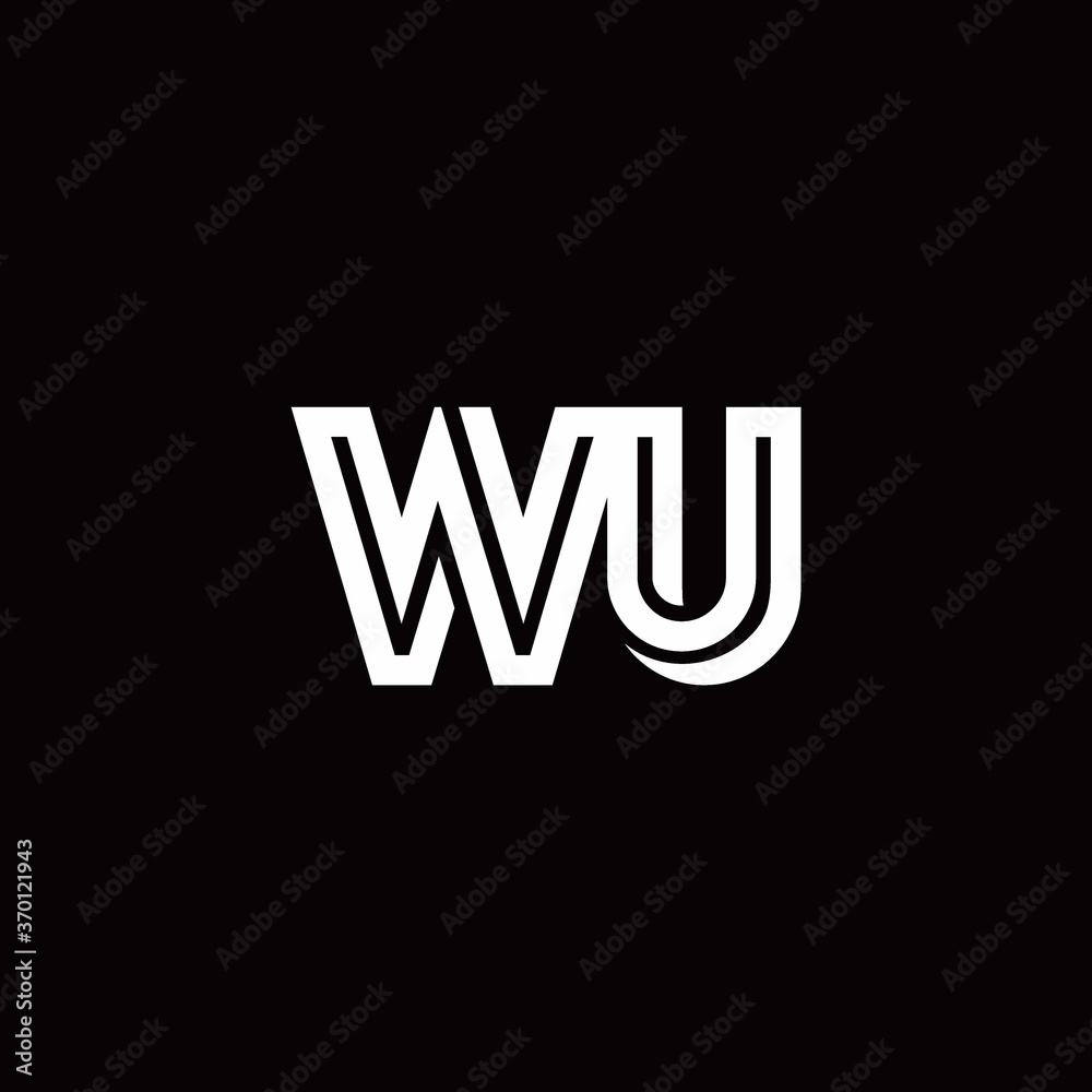 WU monogram logo with abstract line WU monogram logo with abstract line