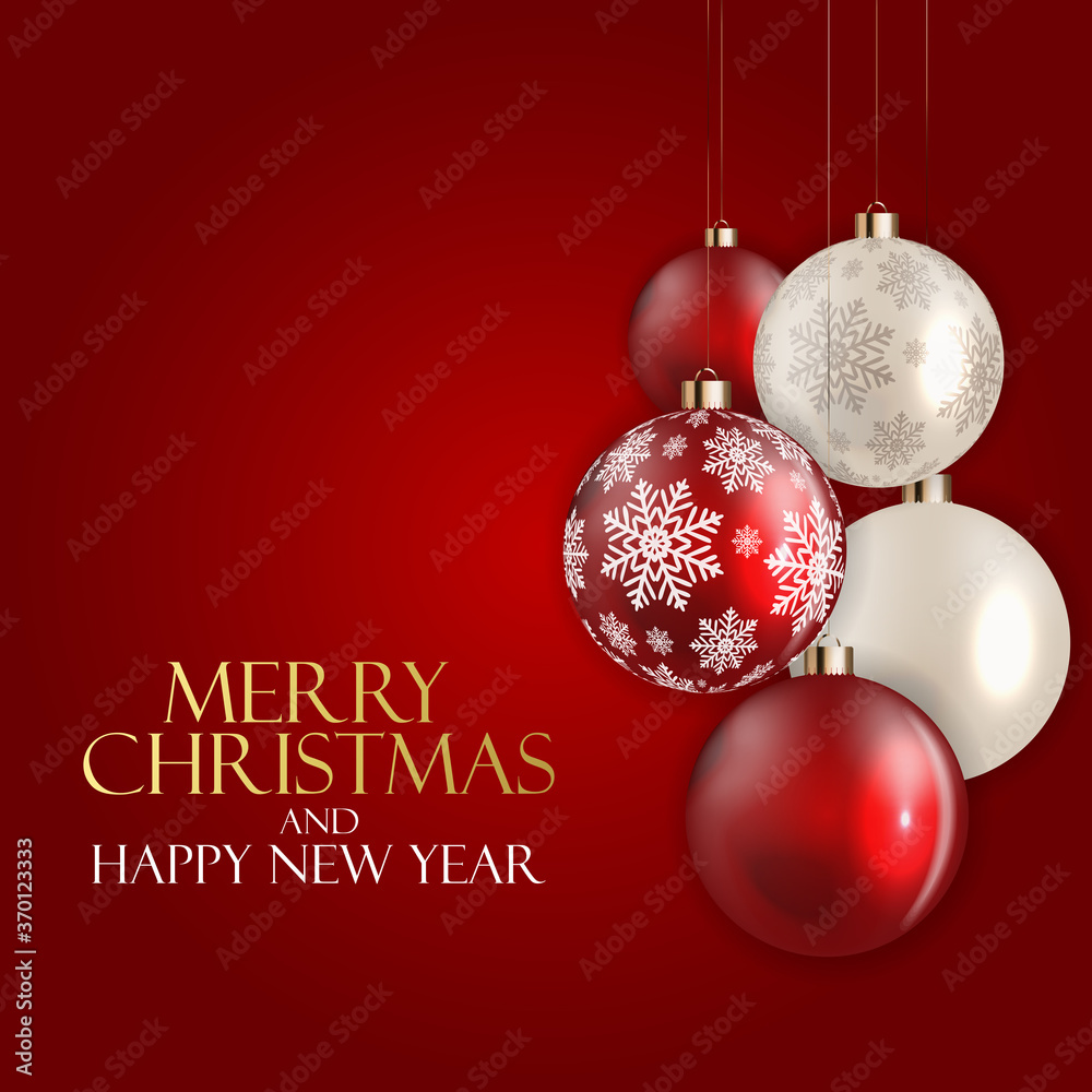 Holiday New Year and Merry Christmas Background. Vector Illustration