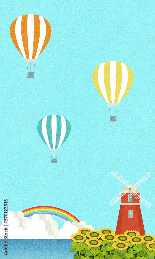Naklejka premium Balloon and windmill