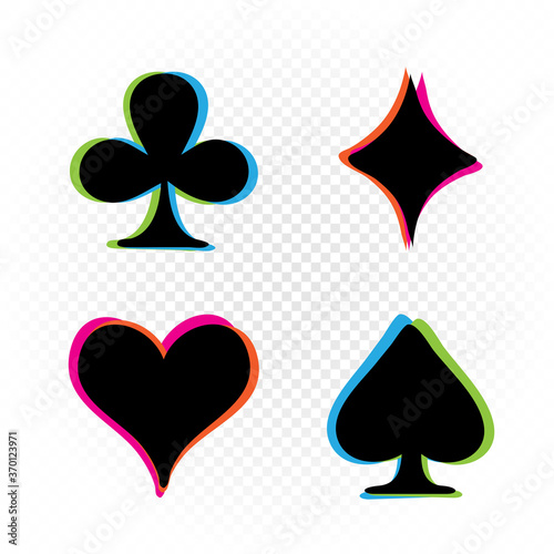 playing cards sign in colored glitch shape