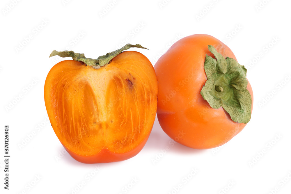 Persimmon with half isolated on white background Persimmon with half isolated on white background