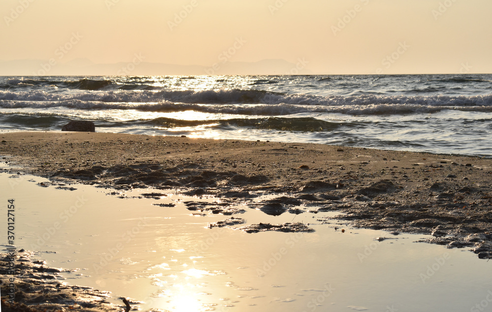 golden sunset on the beach