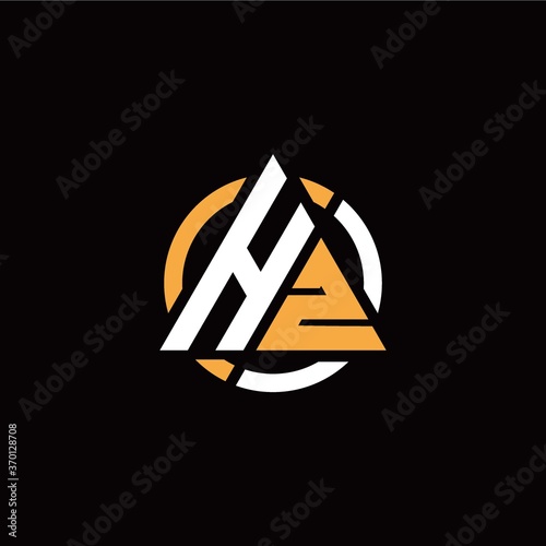 H Z initial logo modern triangle with circle on back