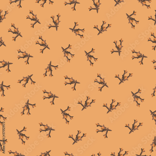 Abstract clove spice pattern on beige background. Vector endless testwork for fabric, paper and tile decoration.