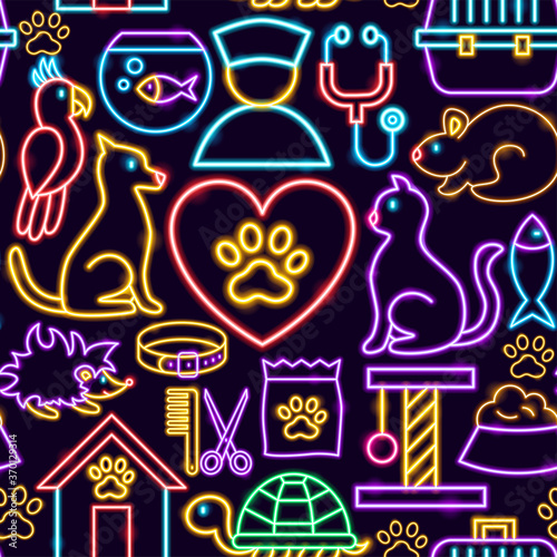 Pet Neon Seamless Pattern