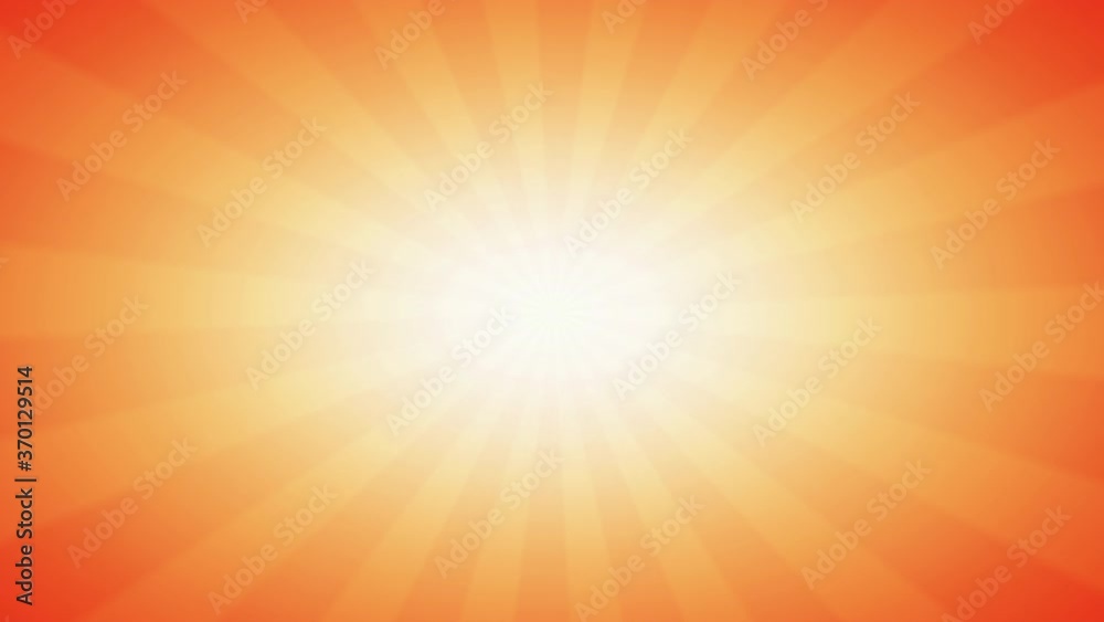 Vintage abstract background in Orange warm colors with Sunlight beams. Cartoon glowing rotating sunrays with copy space on Loop Footage in Ultra HD 4k. 