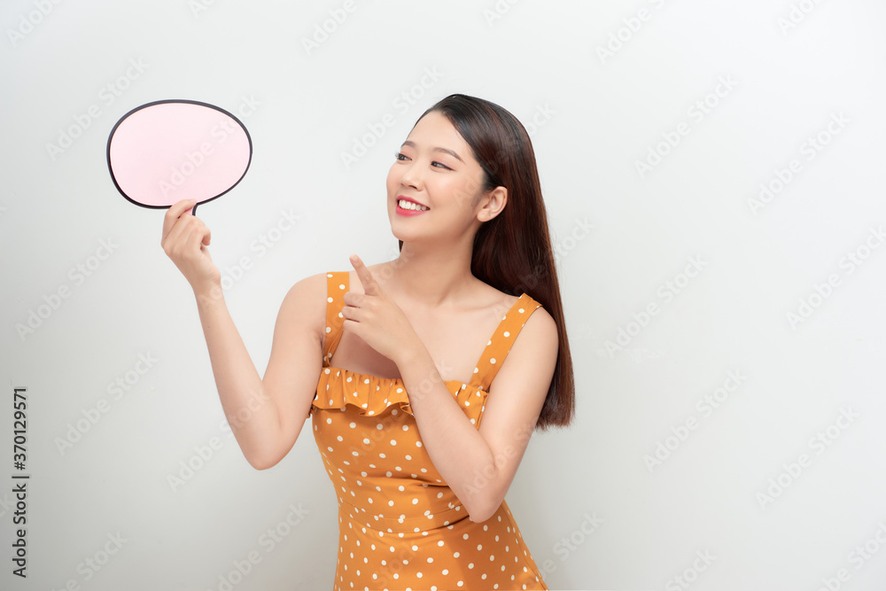 Asian people holding banner and placard (speech and Message bubble). Asian people holding banner and placard (speech and Message bubble).