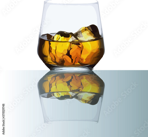 glass of whiskey with ice  and cocktails