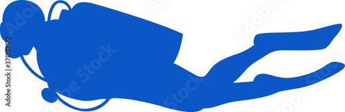 Simple Silhouette of Scuba Diver vector