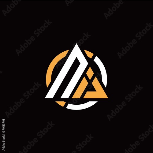 N I initial logo modern triangle with circle on back