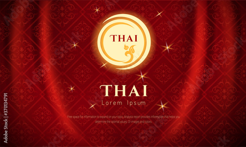 Red background, Thai traditional concept The Arts of Thailan, Floral retro wallpaper with grunge effect. Seamless background. EPS 10 vector illustration.