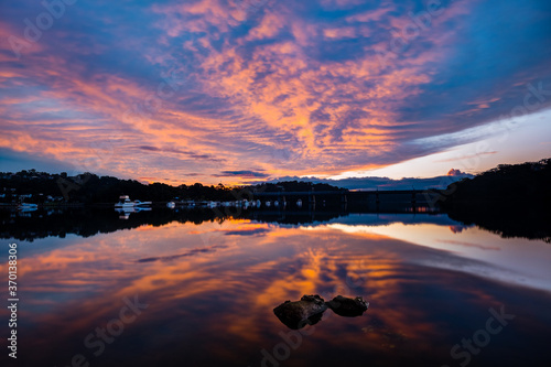 Photography Amazing Sunset Sky over Georges River and Como Bridge