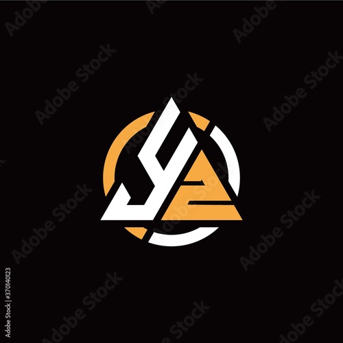 Y Z initial logo modern triangle with circle on back