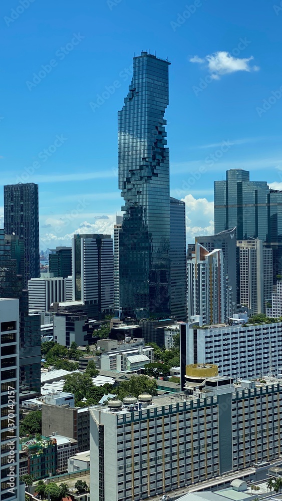 Fototapeta premium Bangkok city skyline from high angle viewpoint