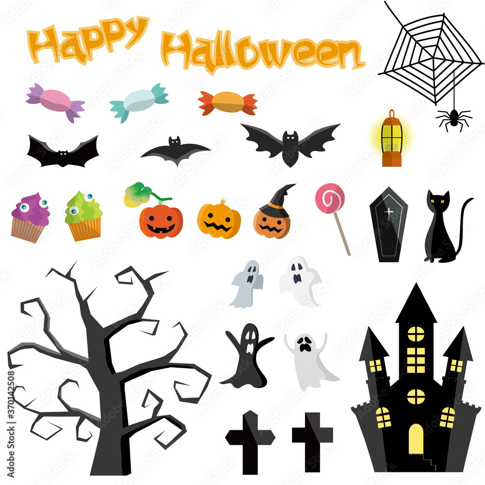 ハロウィーンアイテム アイコンのセット ハロウィーンアイテム アイコンのセット