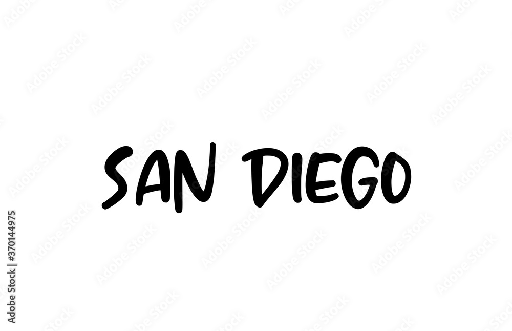 San Diego city handwritten typography word text hand lettering. Modern calligraphy text. Black color San Diego city handwritten typography word text hand lettering. Modern calligraphy text. Black color