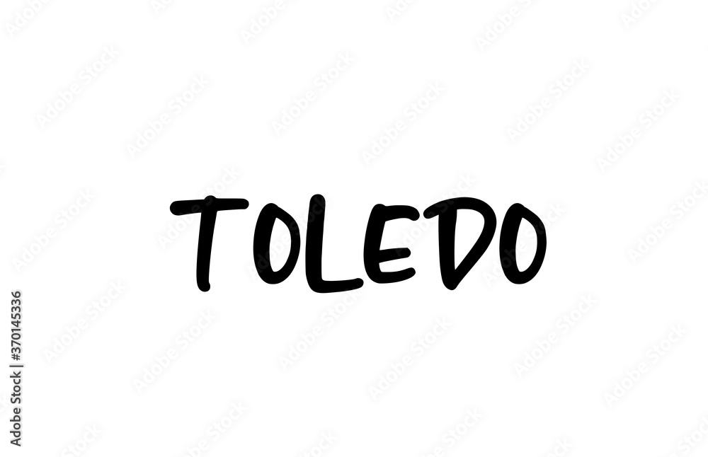 Toledo city handwritten typography word text hand lettering. Modern calligraphy text. Black color Toledo city handwritten typography word text hand lettering. Modern calligraphy text. Black color