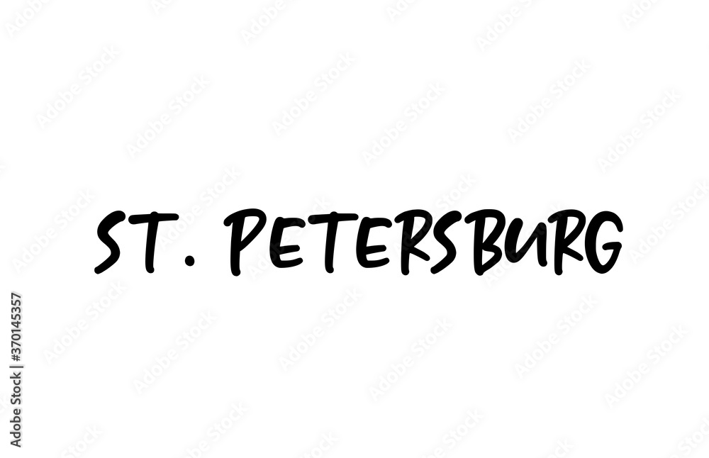 St Petersburg city handwritten typography word text hand lettering. Modern calligraphy text. Black color St Petersburg city handwritten typography word text hand lettering. Modern calligraphy text. Black color