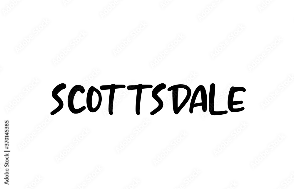 Scottsdale city handwritten typography word text hand lettering. Modern calligraphy text. Black color