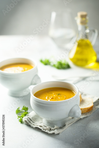 Delicious homemade pumpkin soup