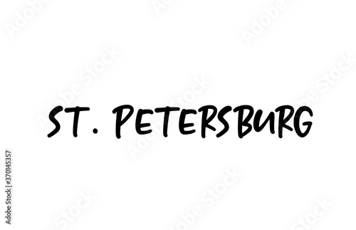 St Petersburg city handwritten typography word text hand lettering. Modern calligraphy text. Black color
